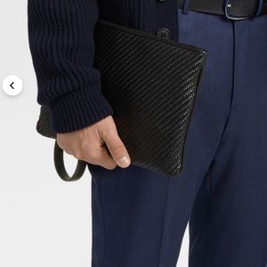 Ermenegildo Zegna Pelletessuta Black Pouch